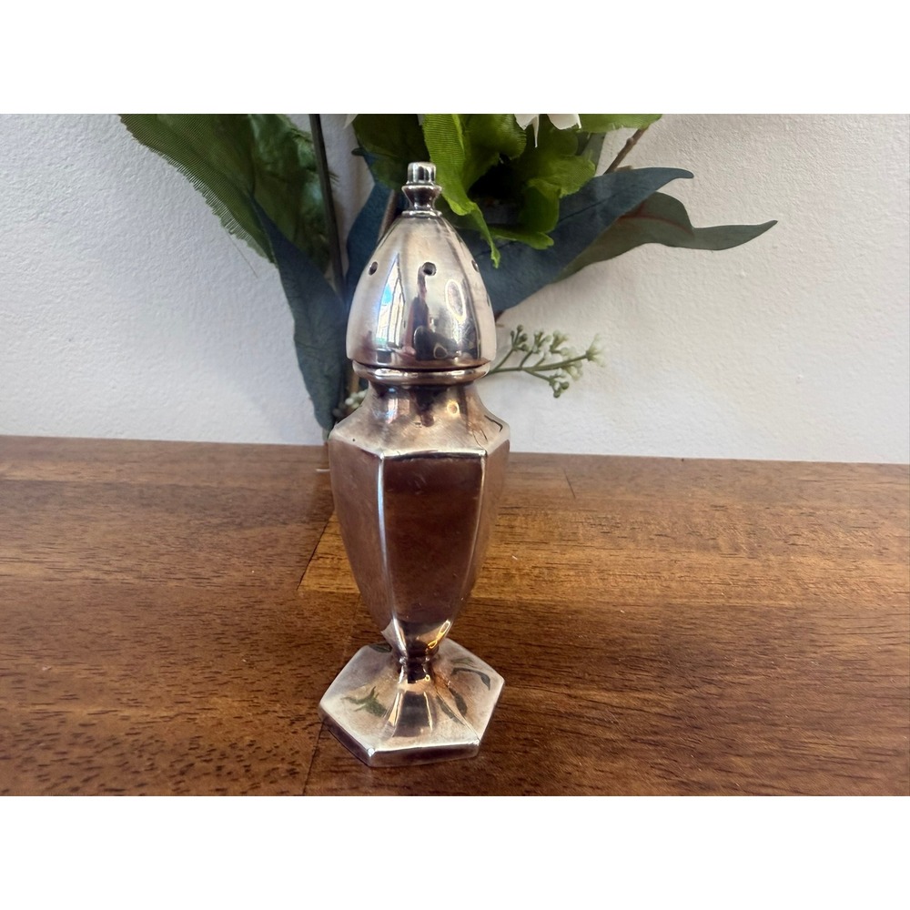 Vintage Art Deco Silver Plate Pepper Shaker EPNS Hexagonal Salt Pepper Pot